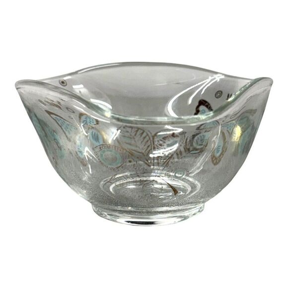 Georges Briard MCM Candy Dish Mid-Century Glass Bowl w/ Butterfly Design Spring - Picture 2 of 8